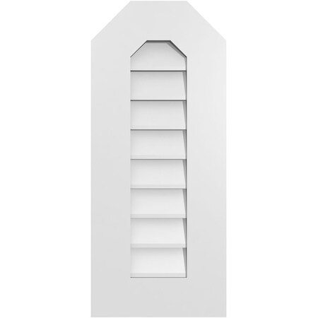 Ekena Millwork Octagonal Top Surface Mount PVC Gable Vent w/ 3-1/2"W x 1"P Standard Frame, 12"W x 28"H GVPOT12X2801SN